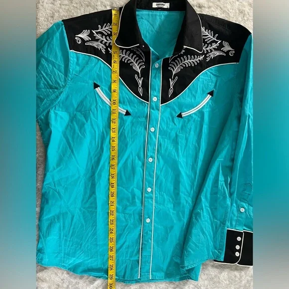 Coofandy Western Cowboy Shirt Casual Long Sleeve Button Down - Picture 7 of 7